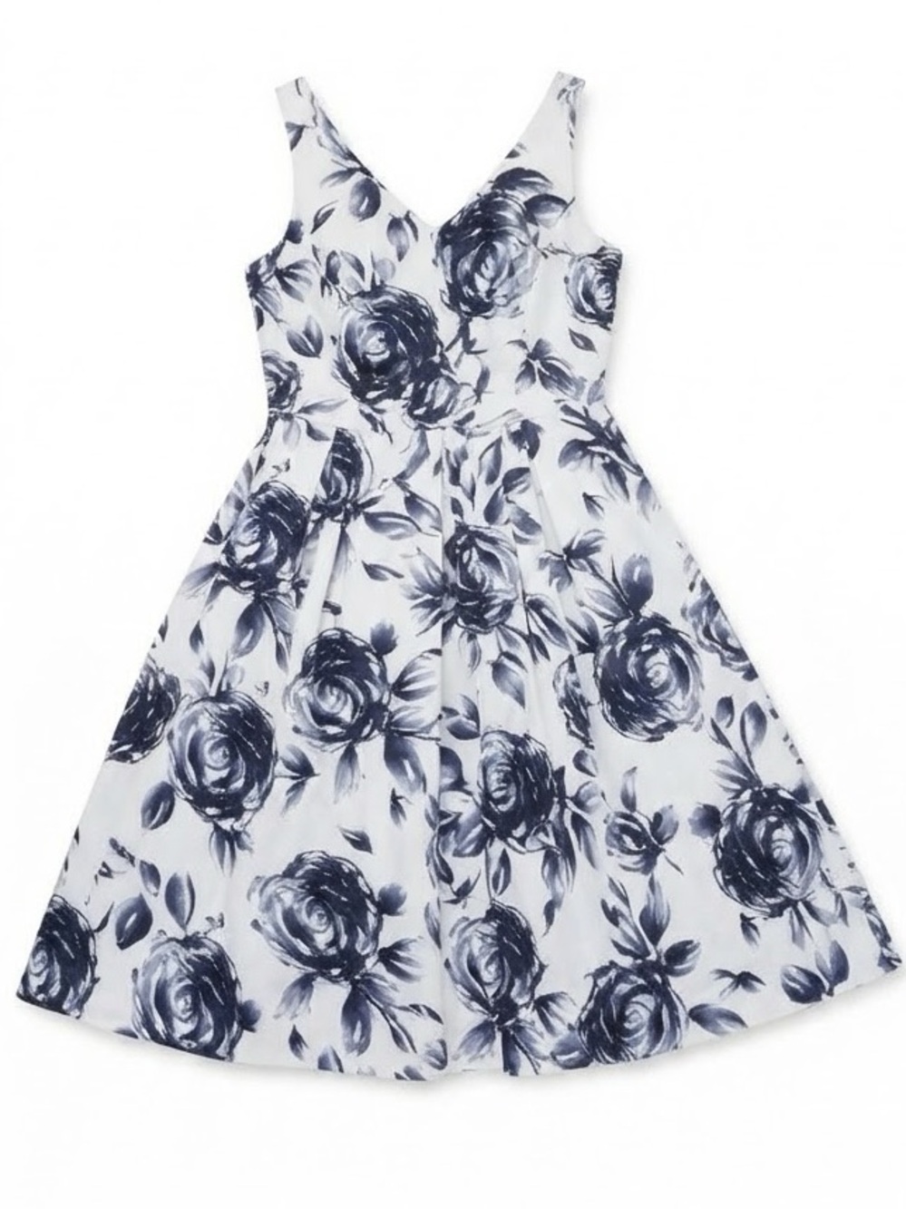 KLARRA Floral Whitw Midi Dress with Pockets medium